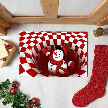 

Christmas 3D Illusion Doormat Anti-Slip Floor Mat Bedside Area Rugs for Bedroom Living Room Children Room Decor Rug S7