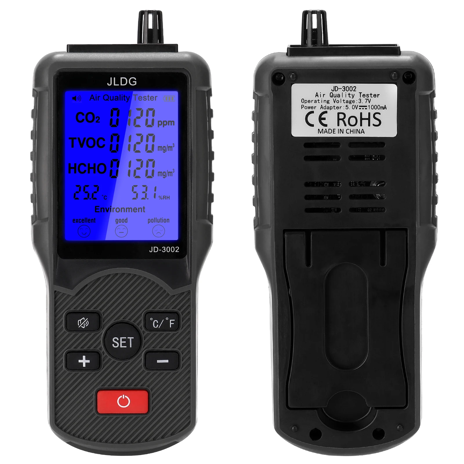Details about   LCD Display Air Quality Detector C02 Meter TVOC Temperature Humidity Tester H5B3 