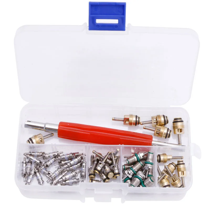 50Pcs A/C Core Valve R12/ R134A Air Conditioning Auto Car Assortment Remover Kit W91F