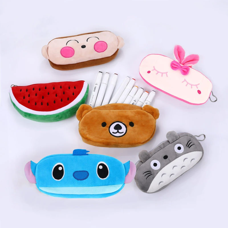 Estuche lápices suave de felpa dibujos animados Kawaii, estuches bonitos para bolígrafos, artículos de papelería escolar, suministros para estudiantes escolares| AliExpress