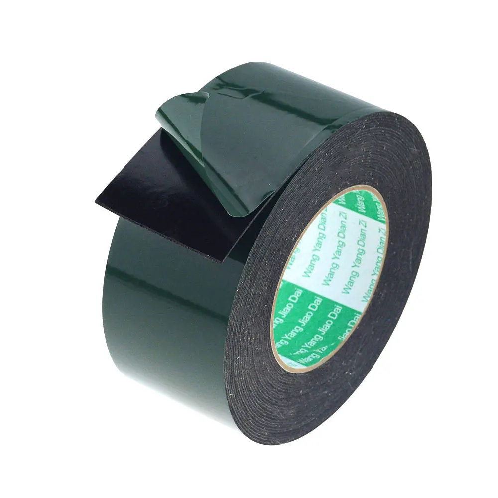 10 Rolls Of Double Sided Black Adhesive Foam Tape 25mm X 10 Mtrs Green Backing 