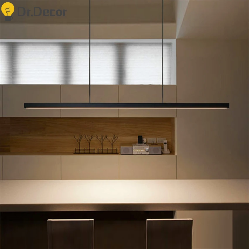 

Modern Decor Fish Line Long Wood LED Pendant Lights Restaurant Office Lamp Study Art Pendant Lamp Lighting Hanging Lamp Lustre