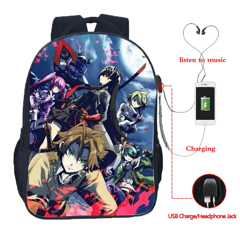 Akame Ga Kill! Usb Charge School Mochila Students Teens Double Pocket Backpack Fashion Men Women Travel Shoulder Rucksack
