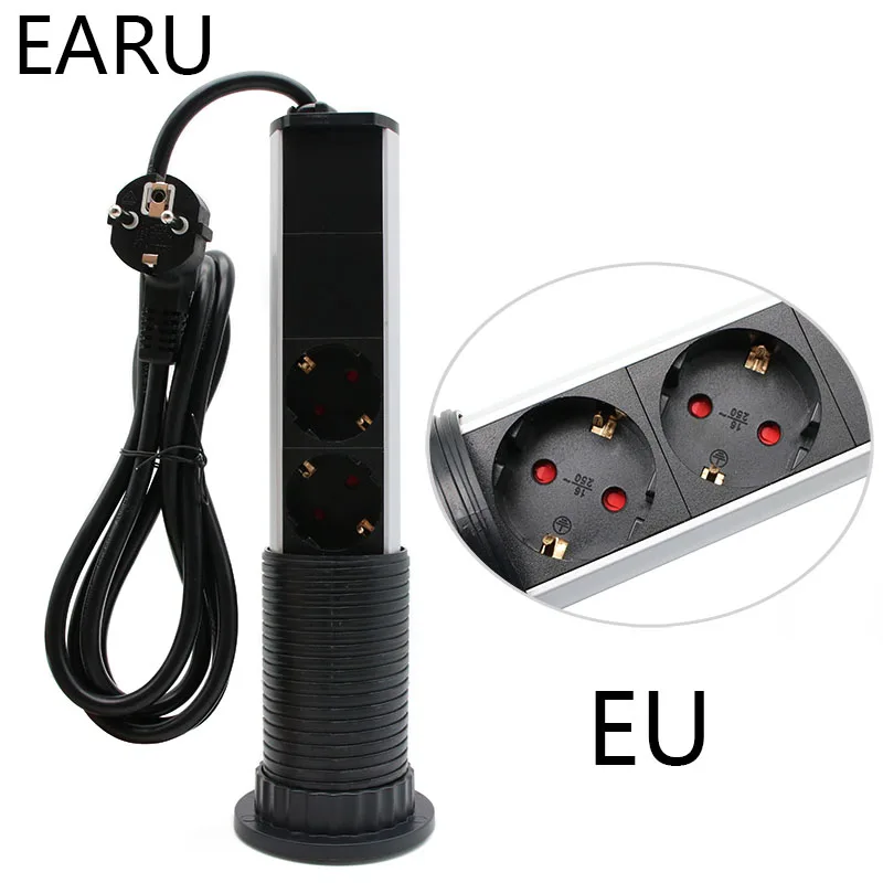 220V 16A тянуть POP UP электрические 3 розетки с 2 портами (стандарт Кухня Стол выдвижной