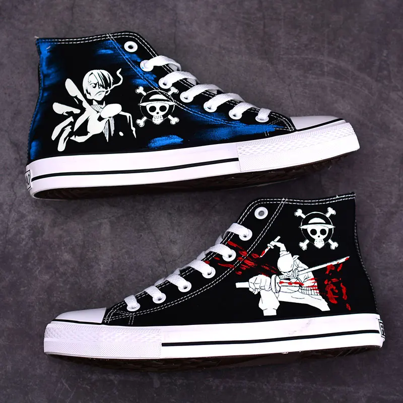 Japanese One Piece Cosplay Roronoa Zoro luminous canvas shoes cosplay shoes High help Stylish personality Student Shoes