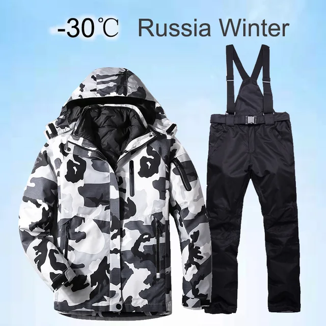 US $41.22 Ski Suit Men Winter Warm Windproof Waterproof Outdoor Sports Snow Jackets and Pants Hot Ski Equipme