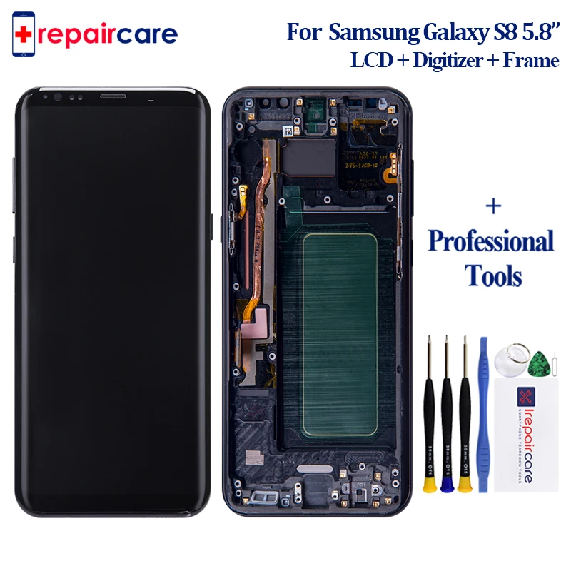 5 8 &quot100% супер AMOLED оригинальный S8 ЖК дисплей с рамкой для Samsung Galaxy g950 G950F сенсорный