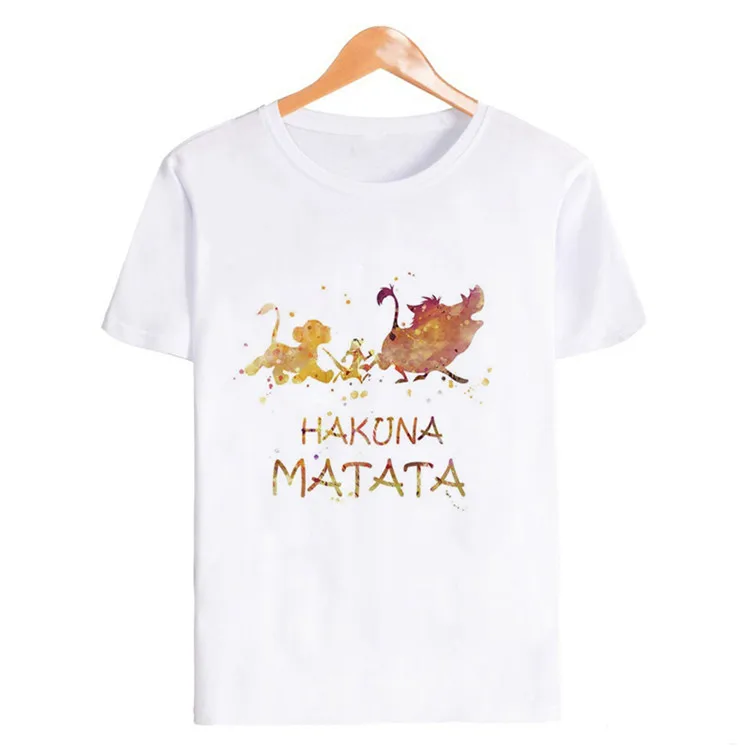 HAKUNA MATATA женская одежда Король Лев лучшие друзья Харадзюку kawaii Графические футболки женские эстетические футболки топы - Цвет: XWT0774-white