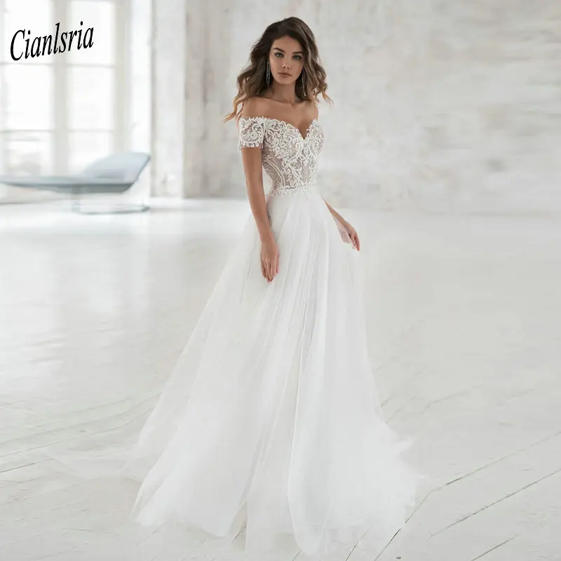 short illusion wedding dress