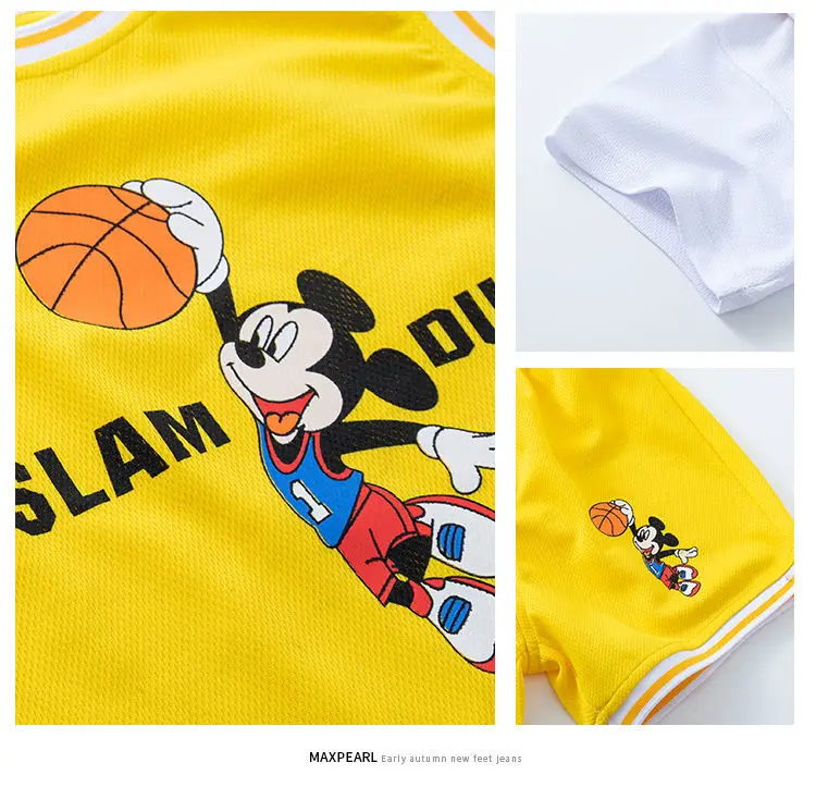 Summer Kids Cartoon Mickey Mouse Basketball Sport Clothes Sets Baby Boys Girls Short Sleeve T shirt+Pants Sets Child Tracksuits dad and baby clothing sets	