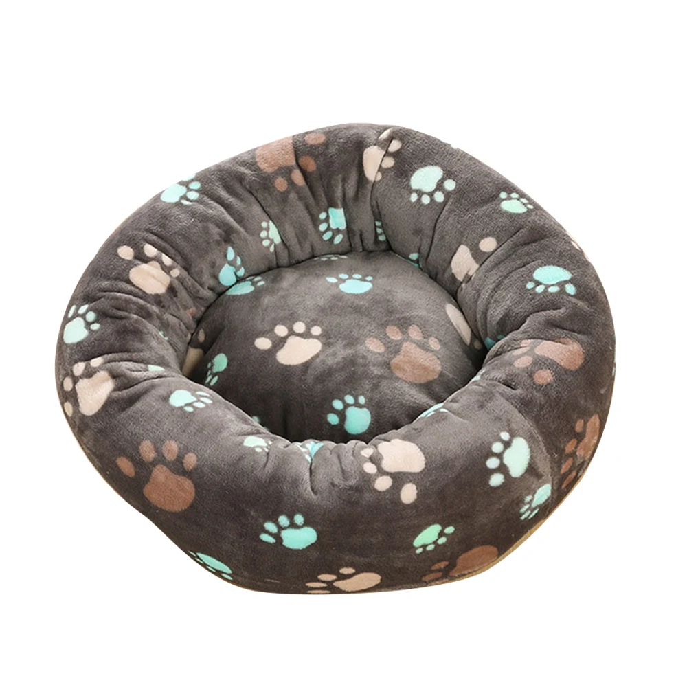 Мягкая теплая круглая кровать для питомца кошки удобное гнездо для питомца собака кошка Моющийся питомник легко чистится кровать для собаки теплый дом для питомца собаки кошки - Цвет: A