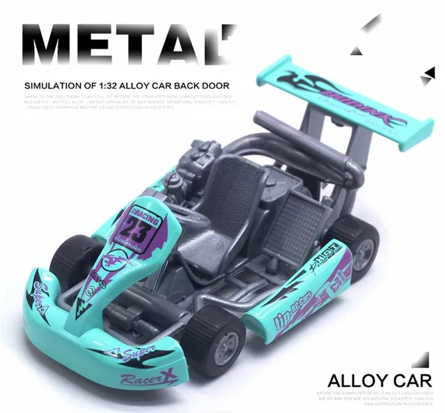 1:32 Alloy ABS karting Racing Toy Car Model Metal Pull Back Simulation Miniature Kids Small Toys Car For Children Boys Gifts LIGHT GREEN