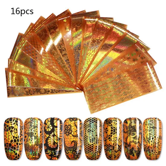 46933 24 шт./компл. голографическое искусство ногтей фольги Наборы блеск лазерных переводные наклейки на ногти мерцание объемные ногти фольга для творчества Бумага - Цвет: 46933
