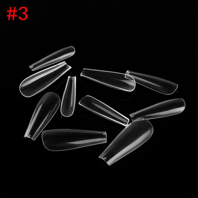 Full Cover Coffin Fake Nails Artificial Press on Nails Long Ballerina Design Clear/Natural/white False Nails Art Tips