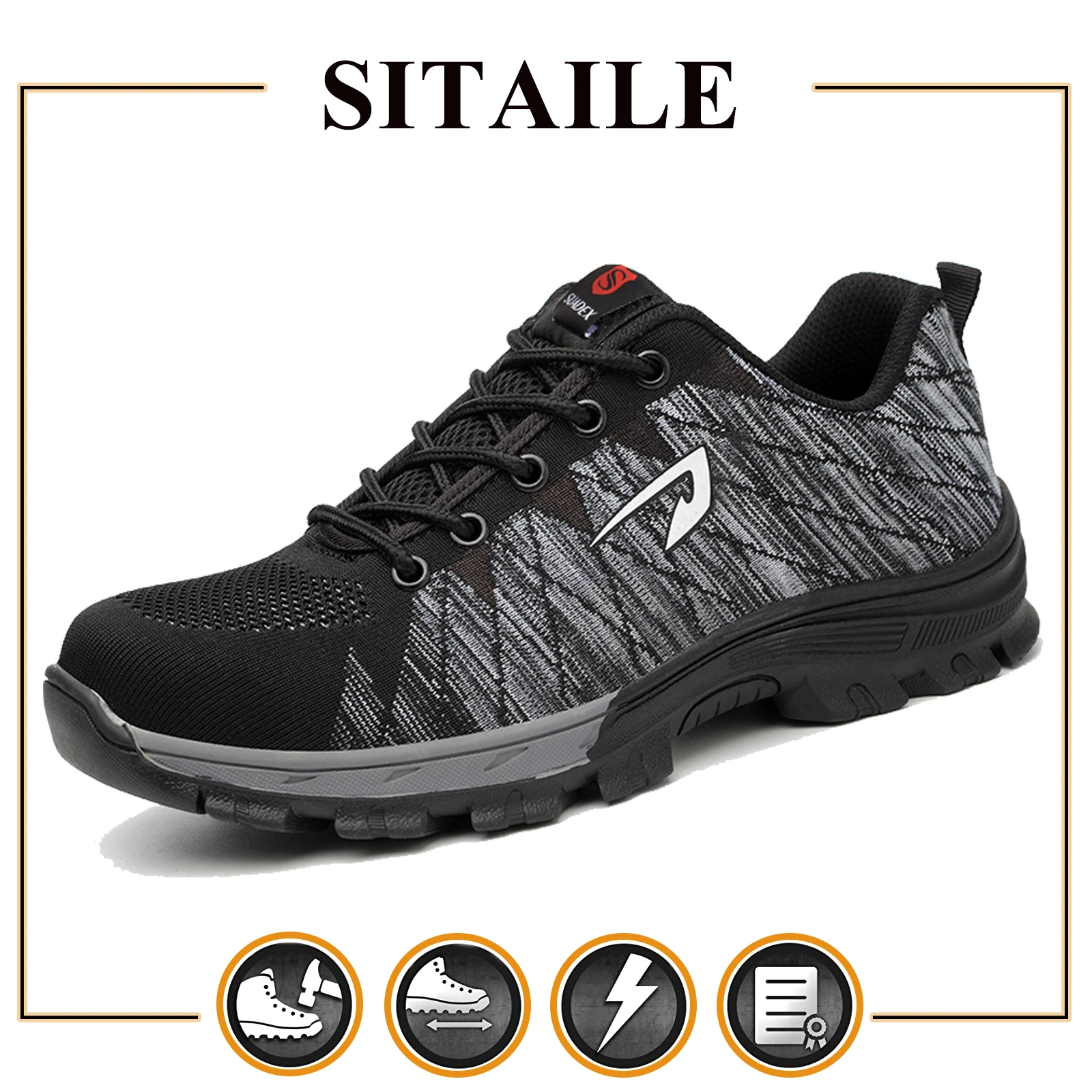 SITAILE Safety Steel Toe Shoes for Men and Women Breathable Lightweight Puncture Proof Work Construction Sneakers 