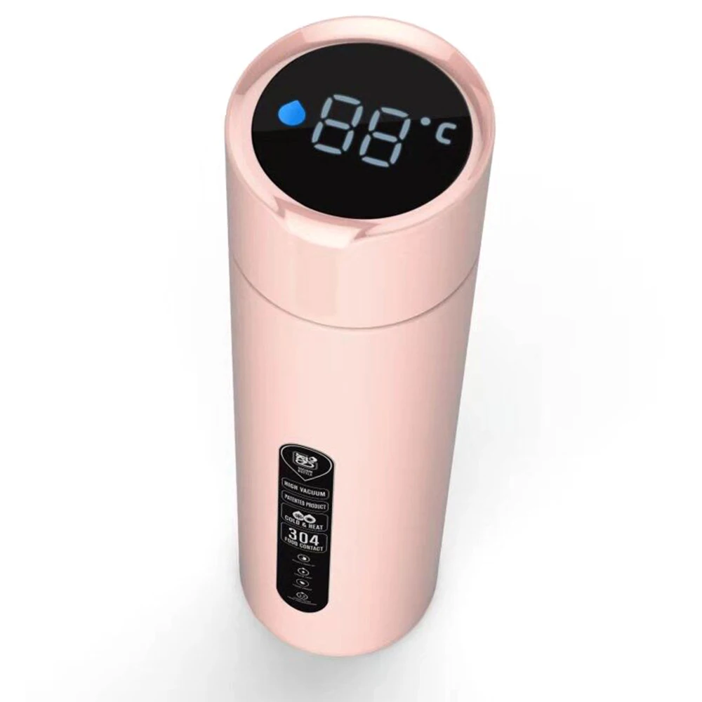 Интеллектуальный температурный дисплей изолированный термос ситечко кружка для чая кружка для кофе Термокружка вакуумная колба из нержавеющей стали - Цвет: Розовый