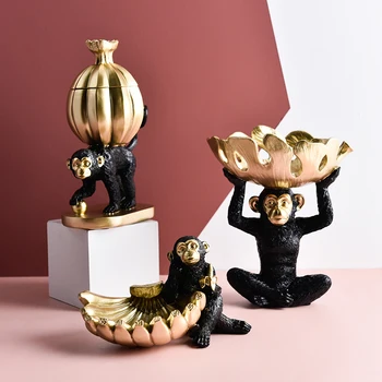 

[MGT] Nordic Light Luxury Cute Monkey Tray Decoration Modern Creative Living Room Decoration Jewelry Storage Decoration