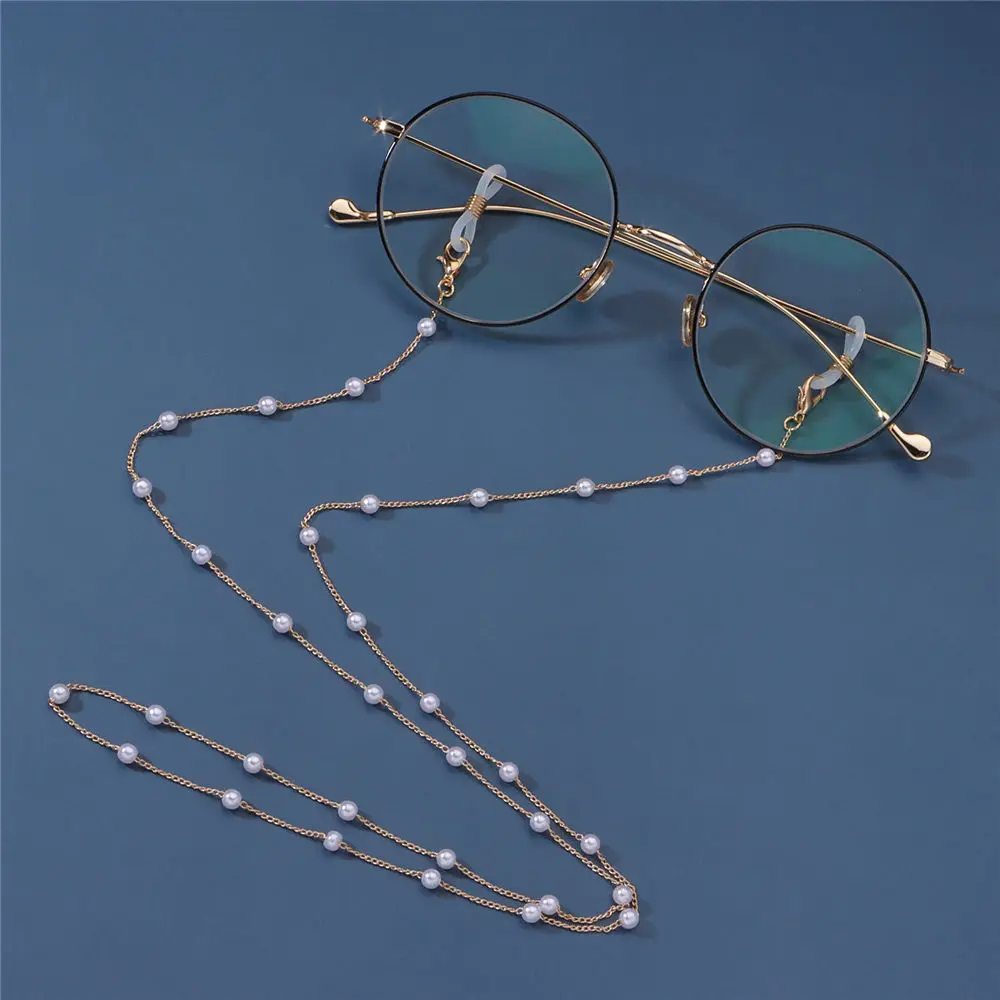 

Kpop Retro Transparent Beaded Chain Necklace Baroque Pearl Mask Glasses Necklace For Women Boho Aesthetic Party Jewelery Display