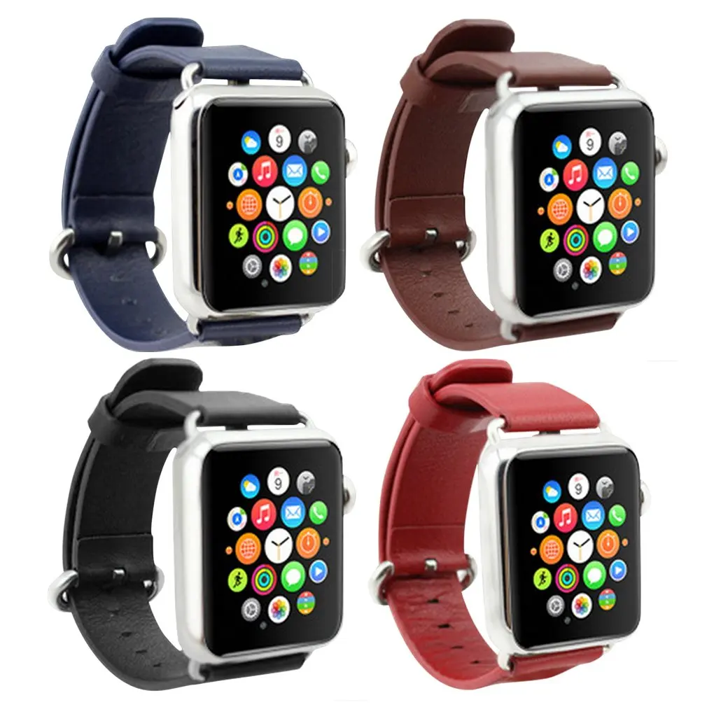 Горячая натуральная кожа Пряжка наручные часы ремешок ремень для Apple Watch 38 мм