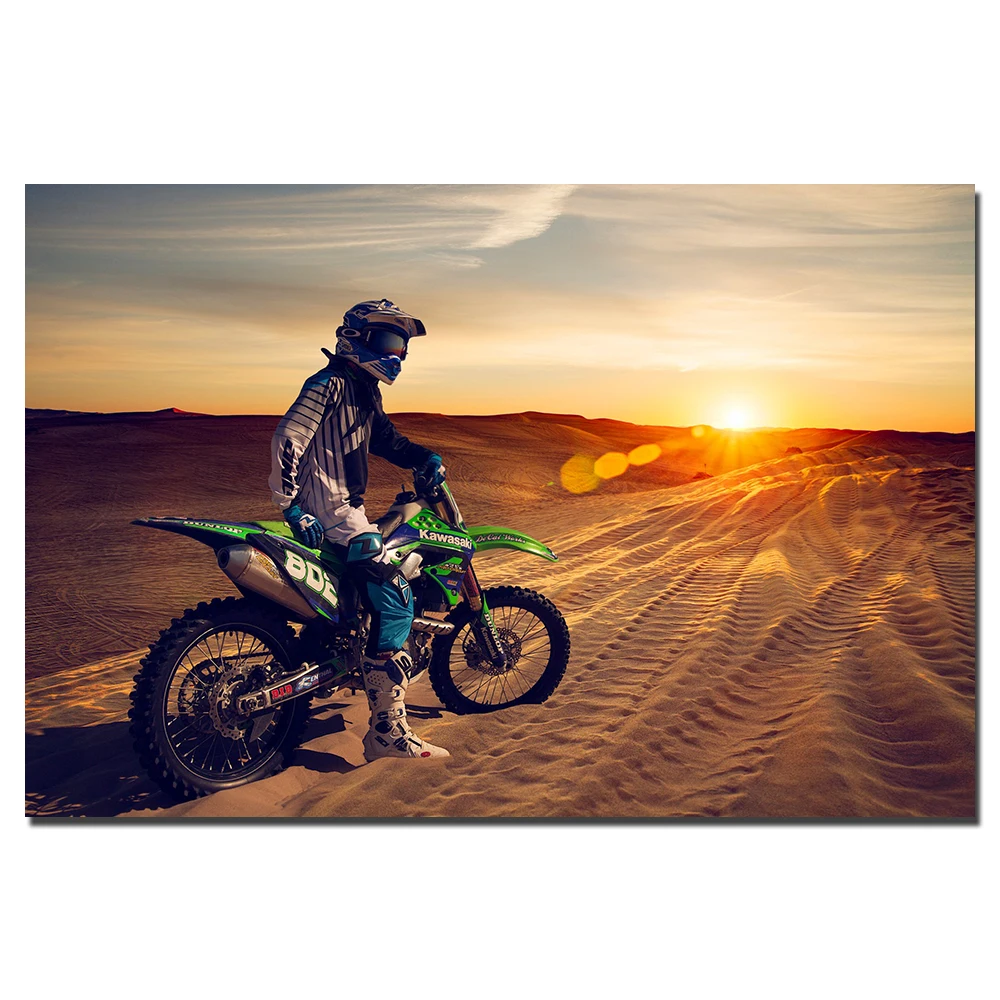 Настенная картина Desert Motocross Racer постер печать на холсте картины в рамке для декора