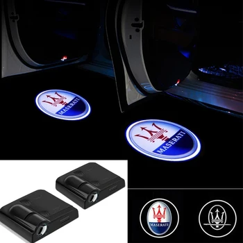

Car LED Door Welcome Light For Maserati Logo Ghibli Levante Quattroporte Gran Turismo Cabrio Auto Badege Shadow Lamp Accessories