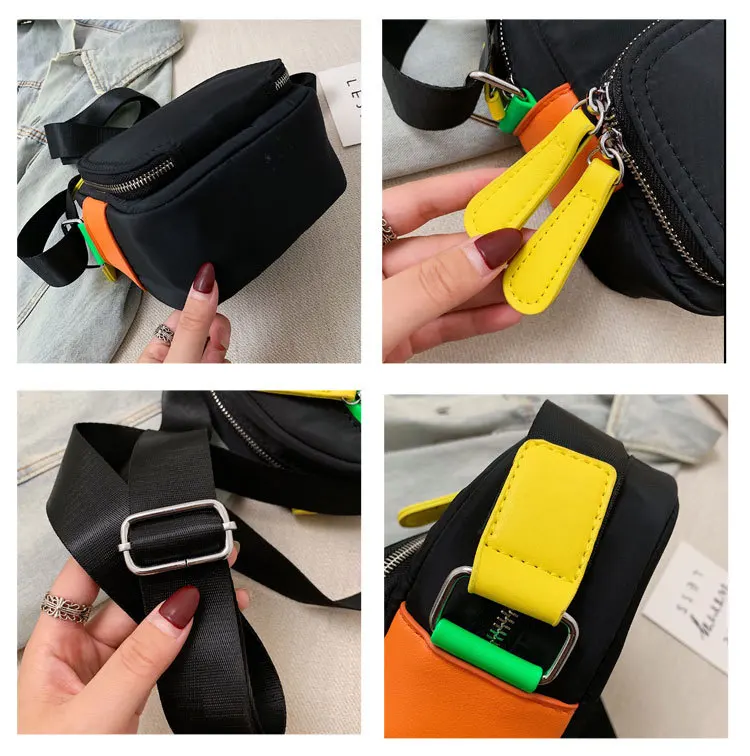 

2019 New Style Candy-Colored Fluorescent Canvas Square Sling Bag () Transverse Zipper Shoulder Oblique WOMEN'S Bag