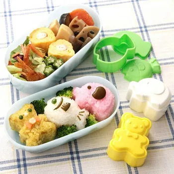 

3pcs Cartoon Kid Gift Bento Mould Rice Sushi Shaper Animals Shape Mold Cooking Tool Kitchen Gadgets