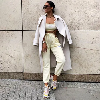 

HOUZHOU Sweatpants Women Streetwear Bunch Legs Casual Pants High Waist Trousers Women Fashion Harem Pants Straight Loose Pants