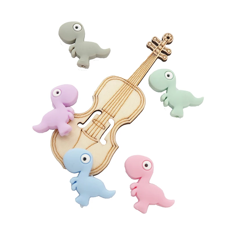 Chenkai 10pcs Bpa Free Dinosaur Silicone Beads Baby Cartoon Teething
