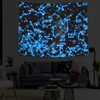 

Luminous tapestry Nordic style Wall Hanging Room Starry Sky Carpet Moon Tapestries Art Home Decoration Accessories Decoration