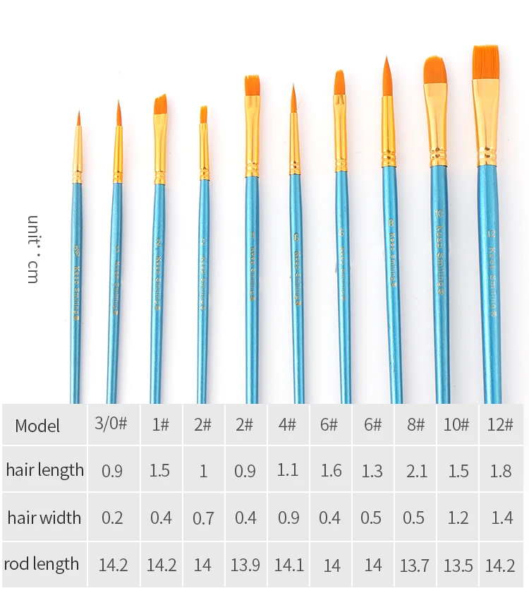 10 шт./компл. акварель гуашь Краски щетки круглой/острый/плоский/подъемный косой акварельные Краски ing набор кистей для товары для рукоделия