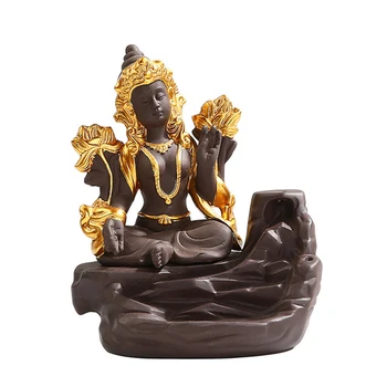 

Middle East Style Buddha Aromamatherapy Burner Buddha Statue Decoration Ceramic Incenso Waterfall Censer Holder Incense Base