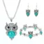

2019 Vintage Jewelry Set Ethnic Wind Turquoise Owl Pendant Inlaid Earrings Necklace Bracelet SET 20