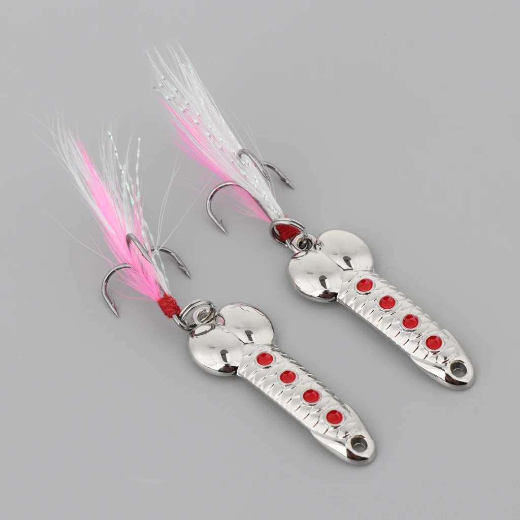 2 pcs Casting Spoons Lures Hard VIB Metal Wobble Fish Lures Sinking Spinners Bait with Treble Hook Funny Fishing Gear