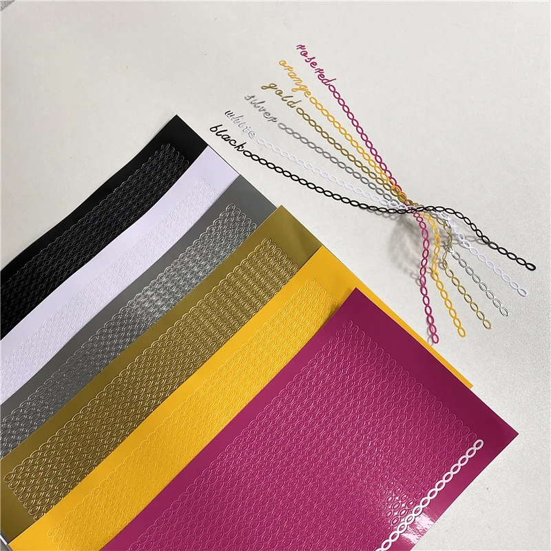 1pc Korean Ins Bronzing Basic Striped Chain Stickers Creative Hand Account Handmade DIY Material Sticker Stationery Personalized |