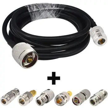 

N Male to Female RF Coaxial Coax Low Loss Cable with 6pcs Adapter Kit, Type N Cable N Male/Female to SO239/PL259 Adapter Kit