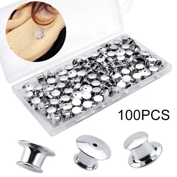 

100pcs Pin Keeper Locks Metal Pin Backs Locking Backs Pin Keepers Locking Clasp Silver Backing Holder