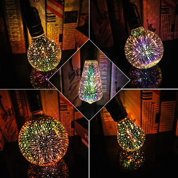 

Night Light Novelty Christmas Tree 3D Decoration LED Bulb E27 6W 85-265V Vintage Edison Light Bulb Star Fireworks Lamp Holiday