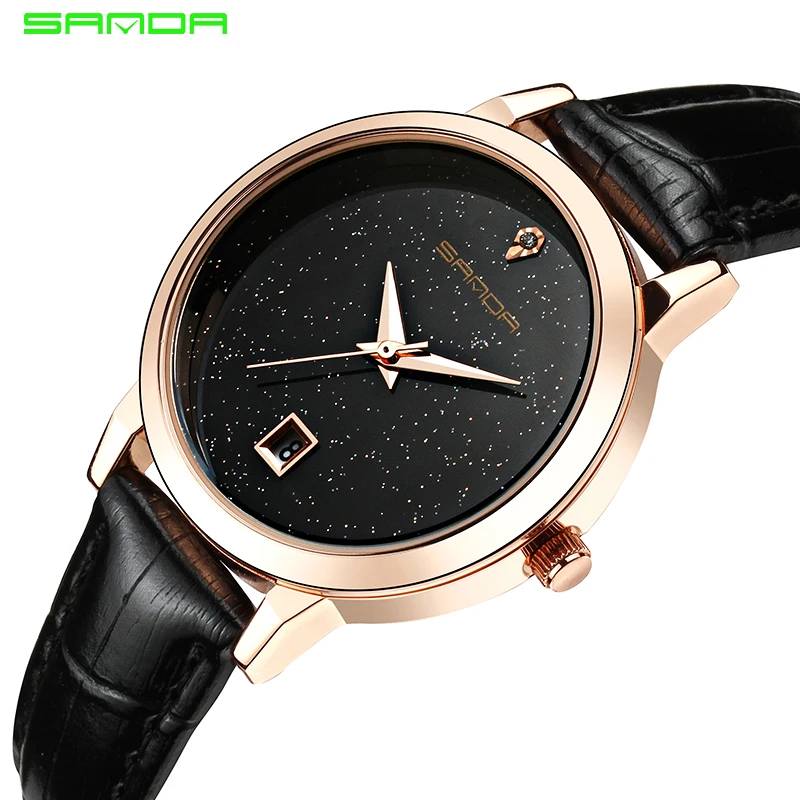 

Relogio Feminino SANDA Women Watch Simple Design Ladies Watches Fashion Leather Strap Calendar Waterproof Quartz Wrist Watches