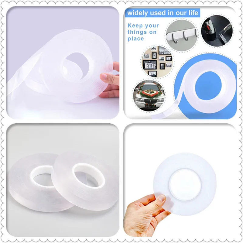 

3CM Multifunctional Double-Sided Adhesive Nano Traceless Tape Sticker Washable Reusable Transparent Magic Tapes Home Organizer