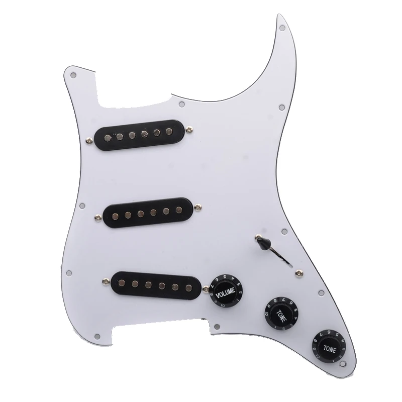 Многоцветный ST Pickguard схемы SSS W/B/W с черным звукоснимателем