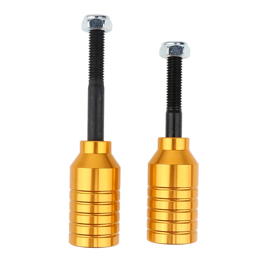 Scooter Stunt Pegs Set 2pcs Aluminum Alloy Scooter Pegs& 2pcs Carbon Steel Axles 55mm+ 70mm and 2pcs Lock Nuts - Цвет: Gold