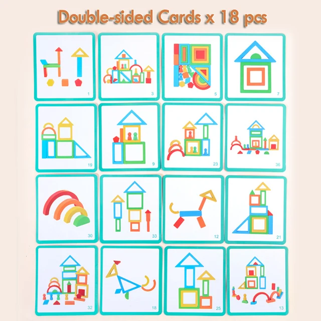 Children Montessori Wooden Toys Rainbow Building Blocks Balance Stacking Geometric 3D Puzzle Color Shape Educational Sensory Toy 5