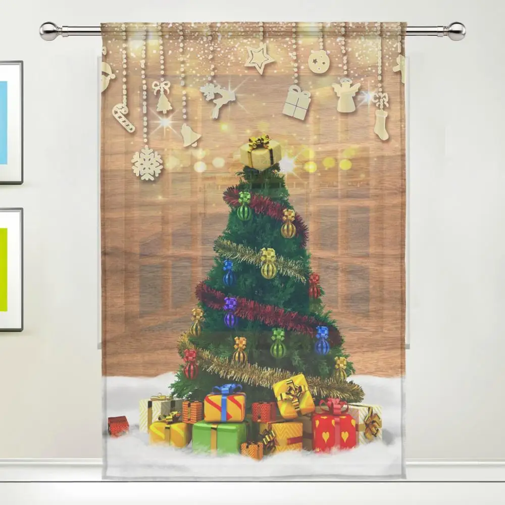 Новейшая Рождественская елка, подарок на окно, тюль, занавески для гостиной, белая вуаль, отвесные занавески для спальни, детей, Кортина, панель - Цвет: item 1
