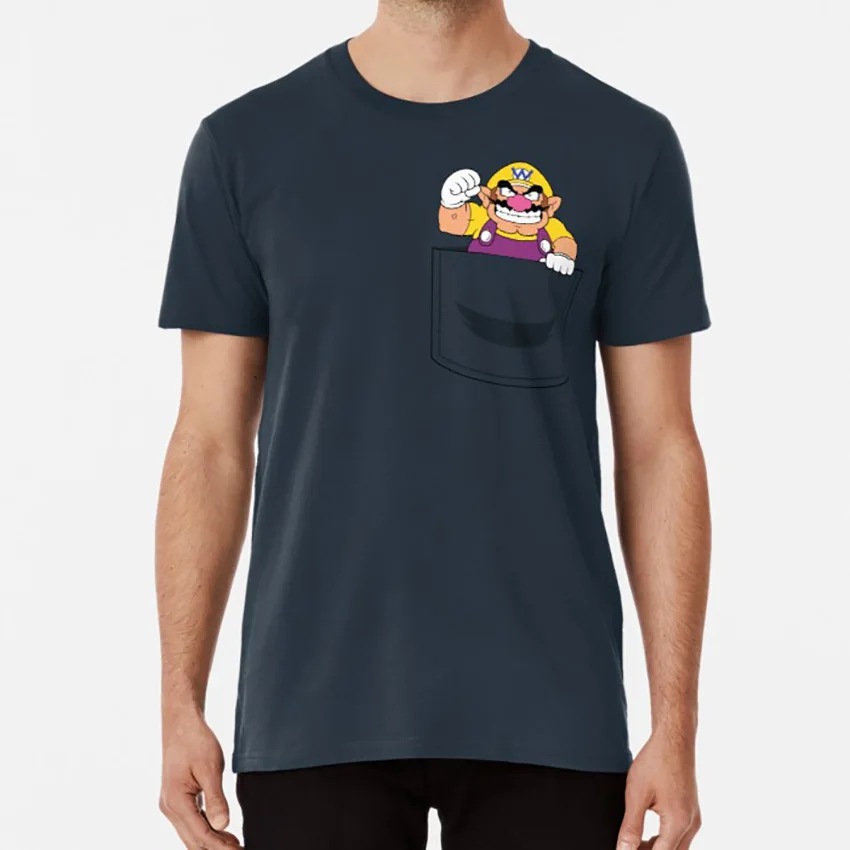 Варио в кармане! Футболка с карманом wario super mario waluigi warioland gameboy | Мужская одежда