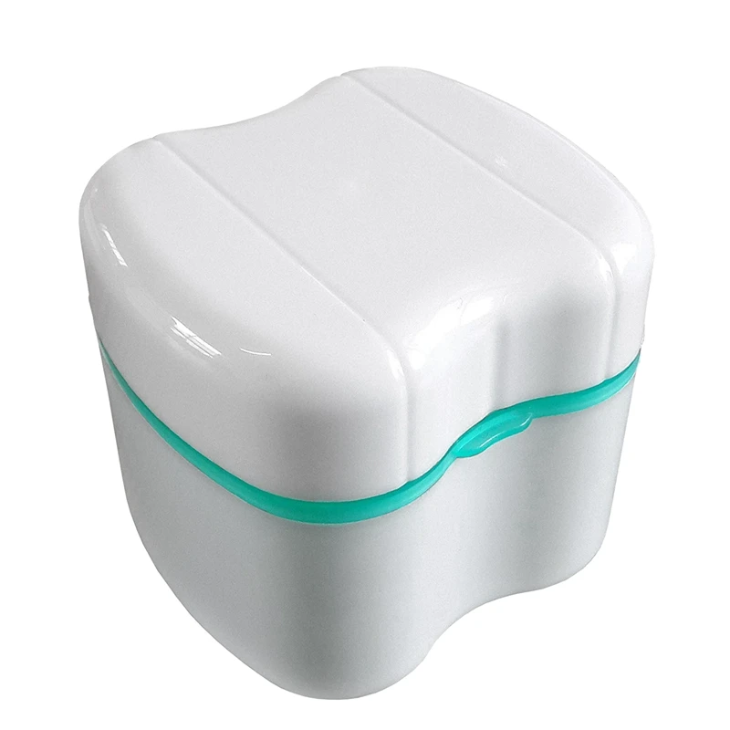 Denture Box with Specially Designed Holder for Rinse Basket, Great for Dental Care, Easy to Open, Store and Retrieve - Цвет: Green