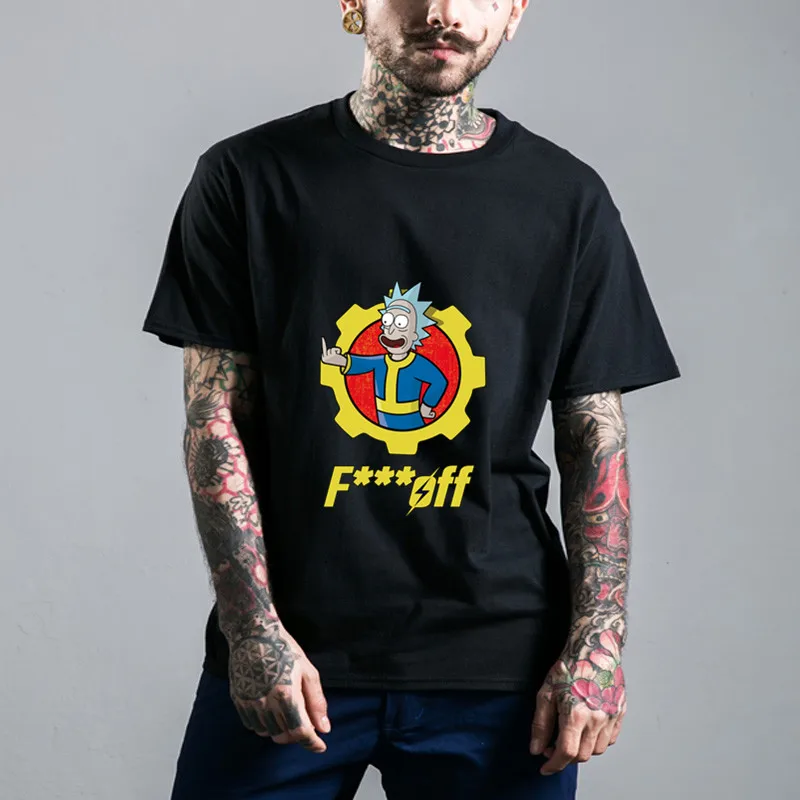 

2019 Streetwear Fallout Rick And Morty Multiverse Geek Mashup Video Games Gaming Men Tshirts Ricka Y Morty T-Shirt Male T Shirts