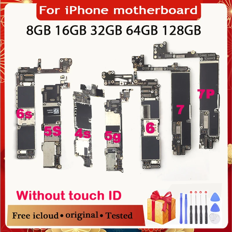 Free iCloud Unlocked More Item for iPhone 4S 5 5s 6s 6 7 Plus logic boards with full chips mainboards motherboard | Мобильные