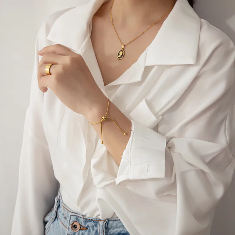 Adjustable Slider Snake Chain Bracelet Bangle for Girls Women Stainless Steel Jewelry Findings Rose Gold Silver Color Minimalist