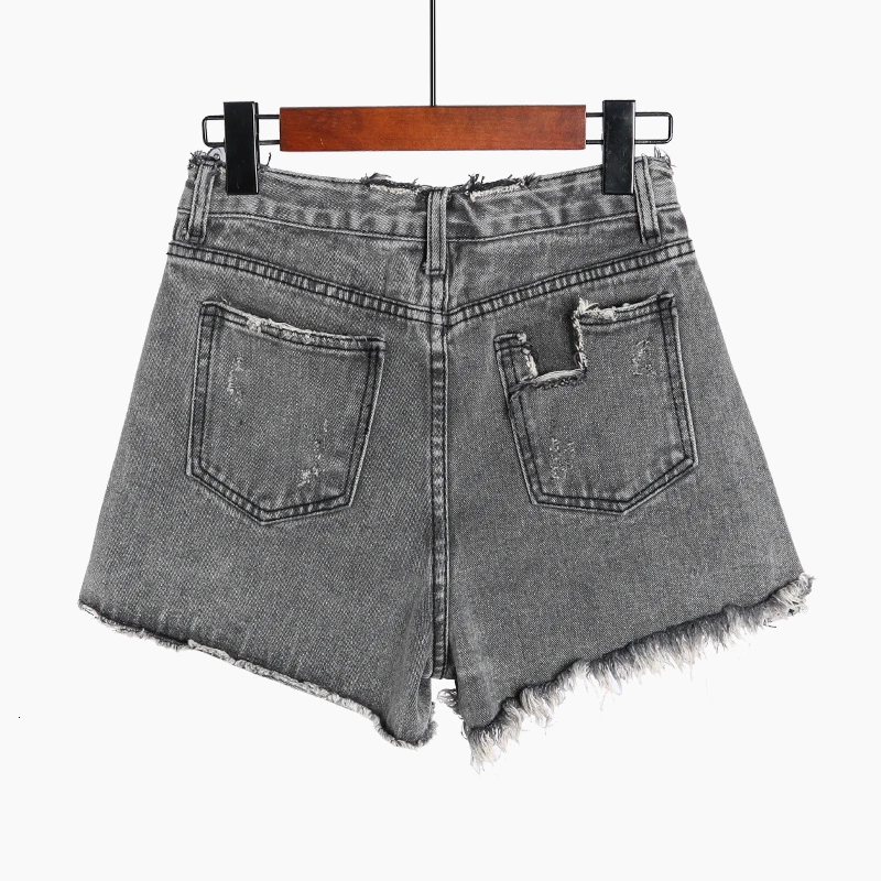 Летние сексуальные женские джинсовые шорты, джинсовые рваные потертые шорты с высокой талией и карманами, женские синие черные джинсы, Короткие штаны